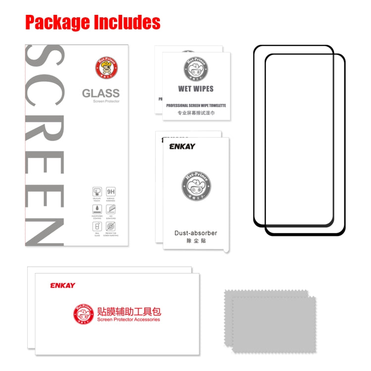 2 PCS ENKAY Hat-prince Full Glue 0.26mm 9H 2.5D Tempered Glass Full Coverage Film for vivo X27 Pro