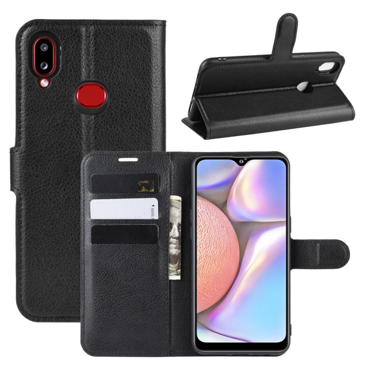 For Galaxy A10s Litchi Texture Horizontal Flip Leather Case with Wallet & Holder & Card Slots