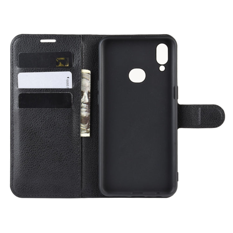 For Galaxy A10s Litchi Texture Horizontal Flip Leather Case with Wallet & Holder & Card Slots