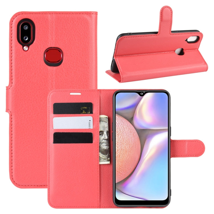 For Galaxy A10s Litchi Texture Horizontal Flip Leather Case with Wallet & Holder & Card Slots