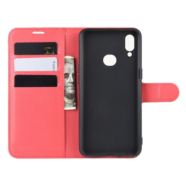 For Galaxy A10s Litchi Texture Horizontal Flip Leather Case with Wallet & Holder & Card Slots