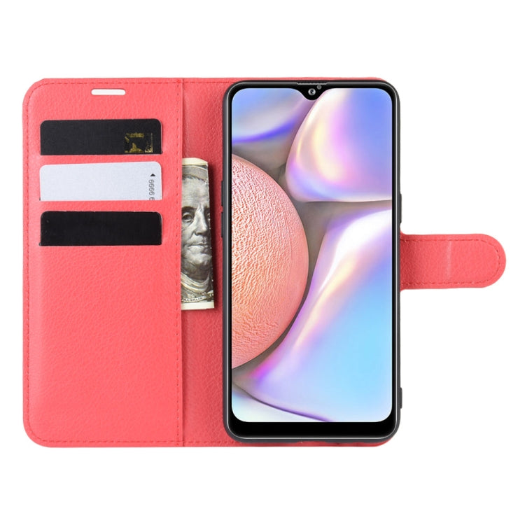 For Galaxy A10s Litchi Texture Horizontal Flip Leather Case with Wallet & Holder & Card Slots