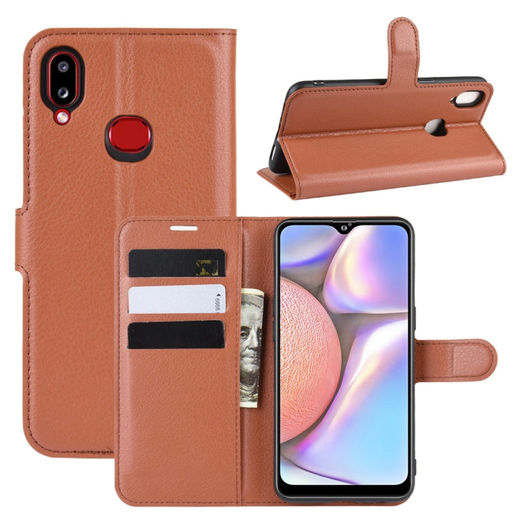 For Galaxy A10s Litchi Texture Horizontal Flip Leather Case with Wallet & Holder & Card Slots