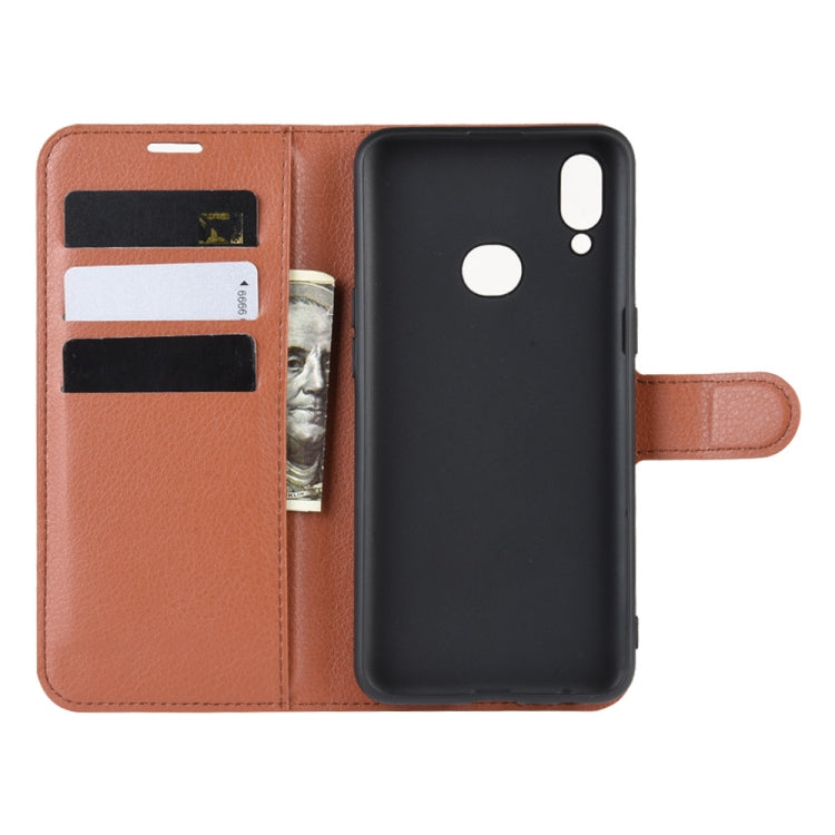 For Galaxy A10s Litchi Texture Horizontal Flip Leather Case with Wallet & Holder & Card Slots