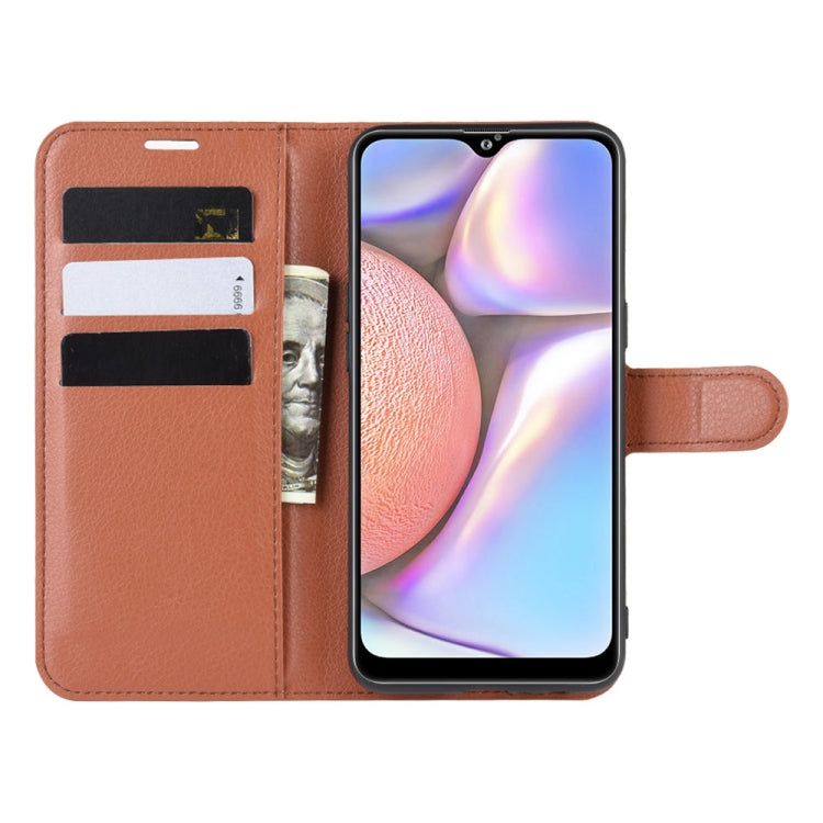 For Galaxy A10s Litchi Texture Horizontal Flip Leather Case with Wallet & Holder & Card Slots