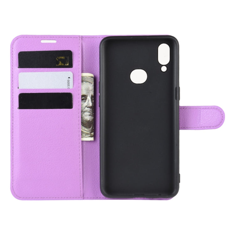 For Galaxy A10s Litchi Texture Horizontal Flip Leather Case with Wallet & Holder & Card Slots