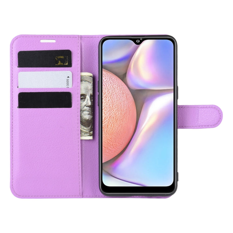 For Galaxy A10s Litchi Texture Horizontal Flip Leather Case with Wallet & Holder & Card Slots