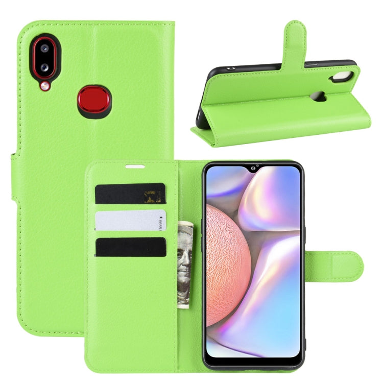 For Galaxy A10s Litchi Texture Horizontal Flip Leather Case with Wallet & Holder & Card Slots