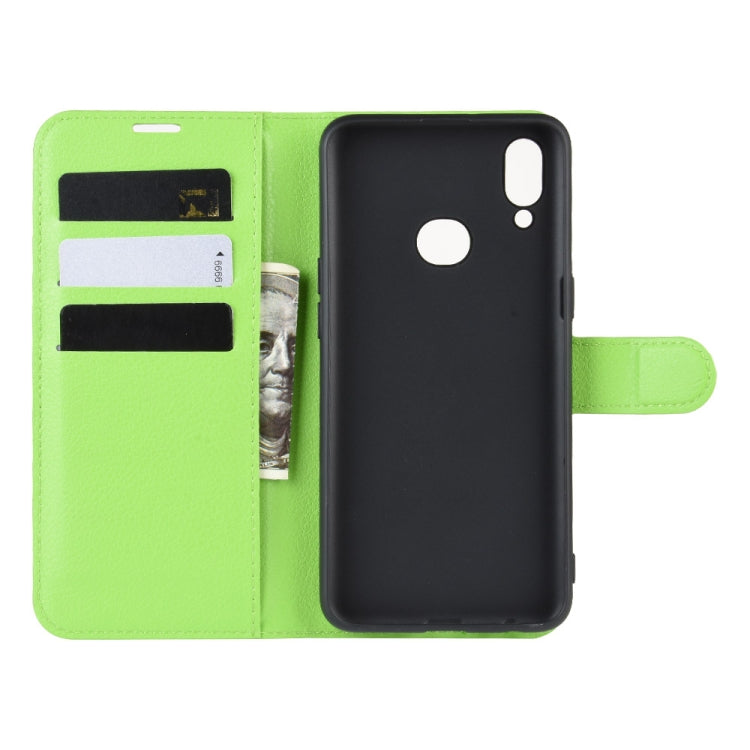 For Galaxy A10s Litchi Texture Horizontal Flip Leather Case with Wallet & Holder & Card Slots