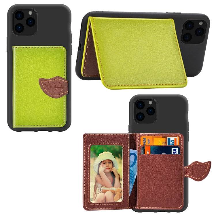 For iPhone 11 Pro Litchi Pattern Card Bag Wallet Bracket + TPU Phone Casewith Card Slot Wallet Bracket Function