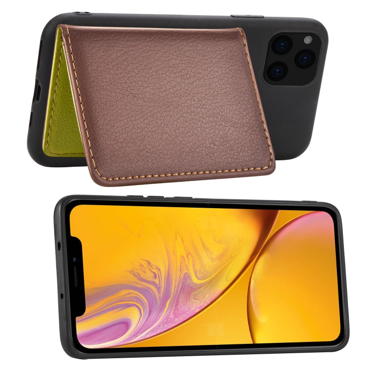 For iPhone 11 Pro Litchi Pattern Card Bag Wallet Bracket + TPU Phone Casewith Card Slot Wallet Bracket Function