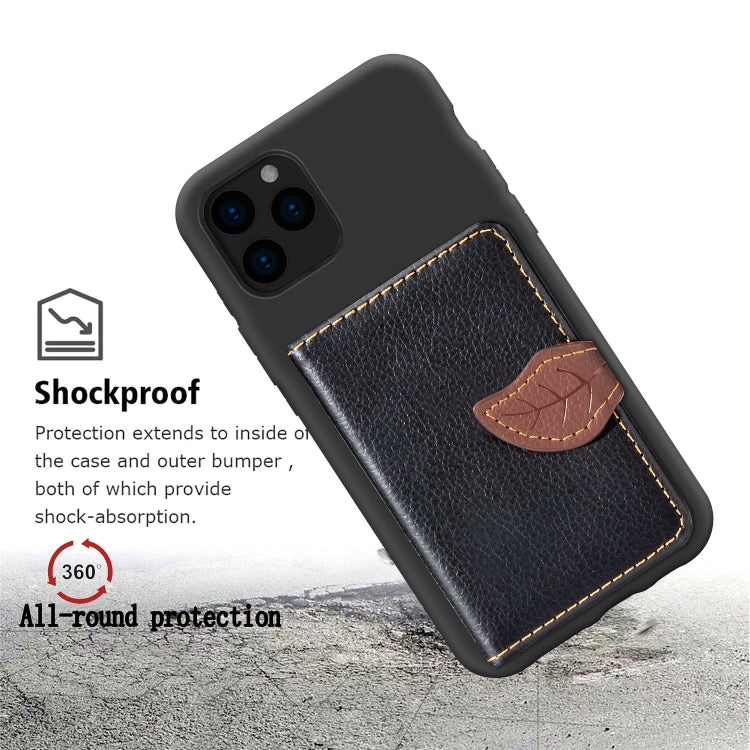 For iPhone 11 Litchi Pattern Card Bag Wallet Bracket + TPU Phone Case with Card Slot Wallet Bracket Function