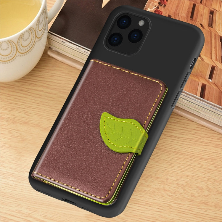 For iPhone 11 Litchi Pattern Card Bag Wallet Bracket + TPU Phone Case with Card Slot Wallet Bracket Function