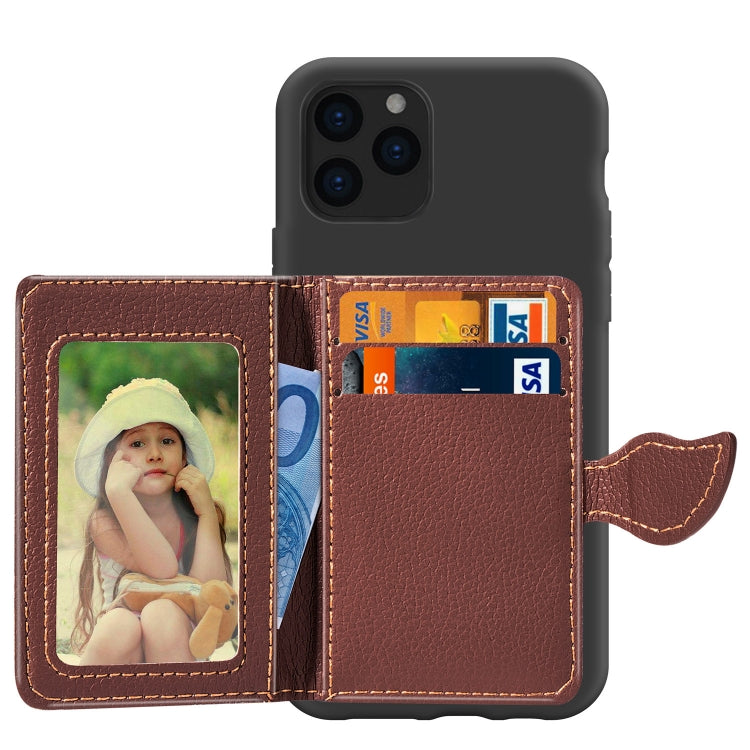 For iPhone 11 Litchi Pattern Card Bag Wallet Bracket + TPU Phone Case with Card Slot Wallet Bracket Function