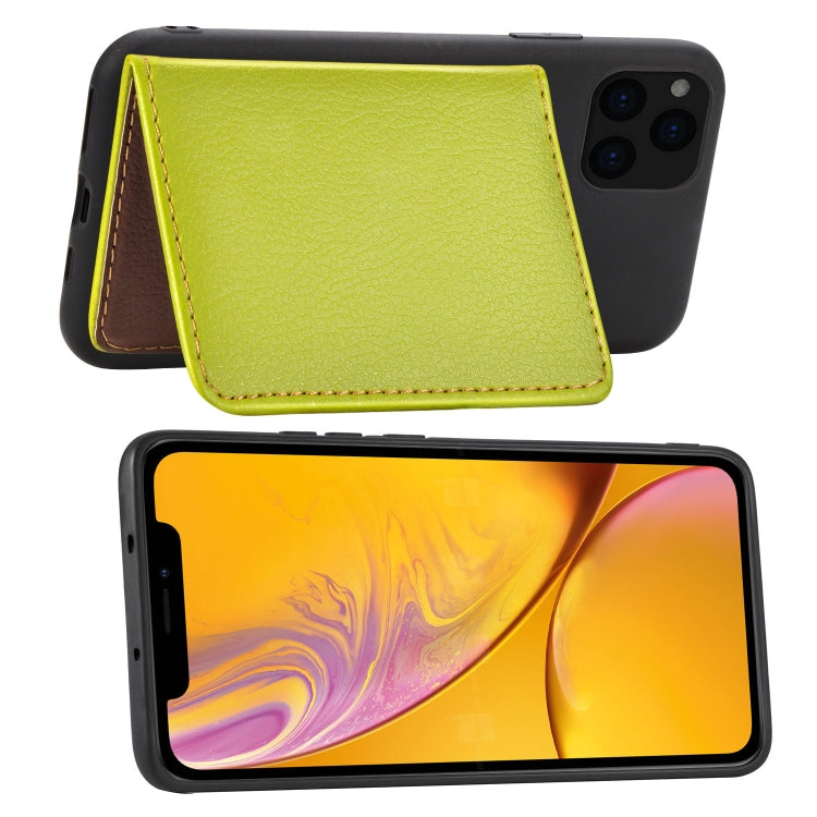For iPhone 11 Pro Max Litchi Pattern Card Bag Wallet Bracket + TPU Phone Case with Card Slot Wallet Bracket Function