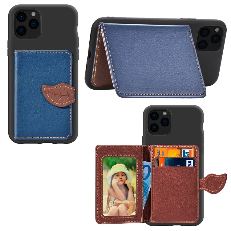 For iPhone 11 Pro Max Litchi Pattern Card Bag Wallet Bracket + TPU Phone Case with Card Slot Wallet Bracket Function