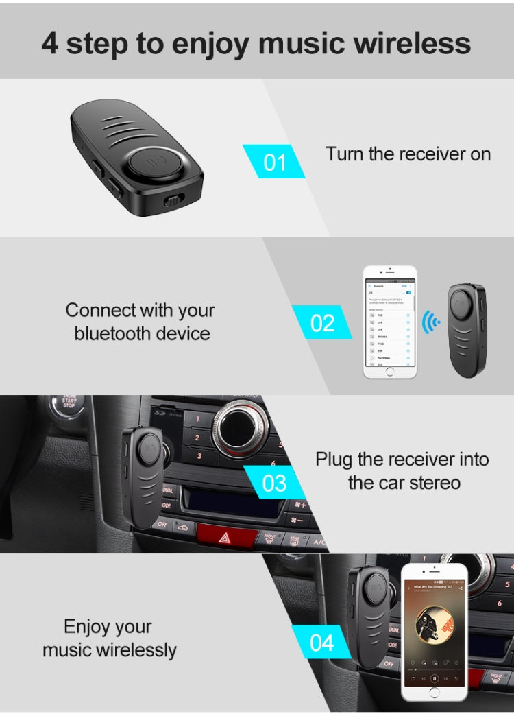 JEDX-J19 Wireless Bluetooth 5.0 Adapter Aux Car Audio Receiver Converter