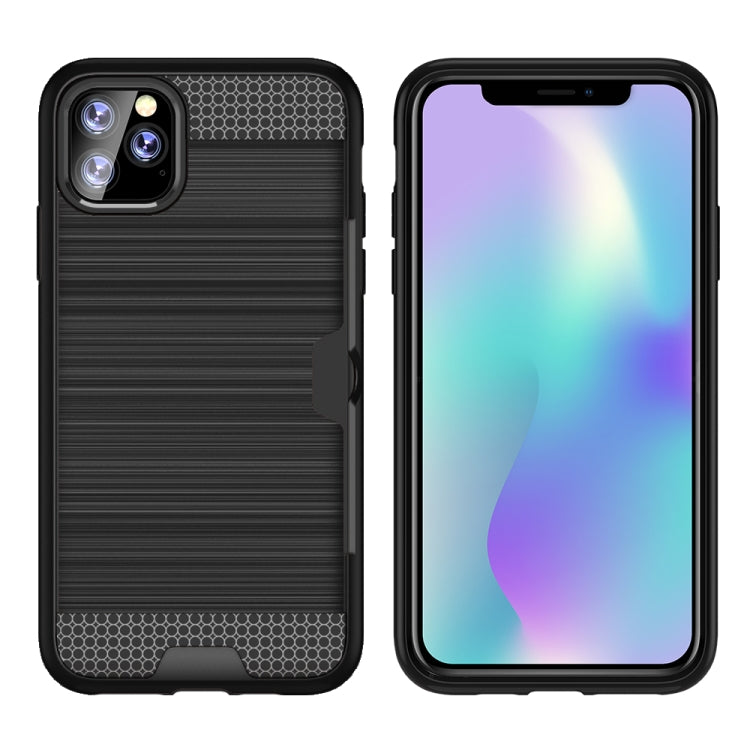 For iPhone 11 Pro Max Ultra-thin TPU+PC Brushed Texture Shockproof Protective Case with Card Slot