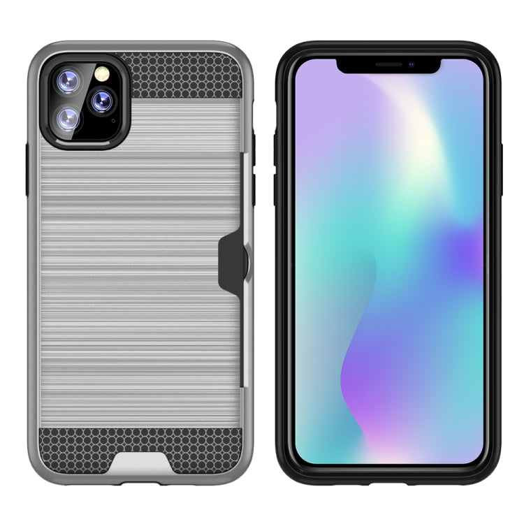 For iPhone 11 Pro Max Ultra-thin TPU+PC Brushed Texture Shockproof Protective Case with Card Slot