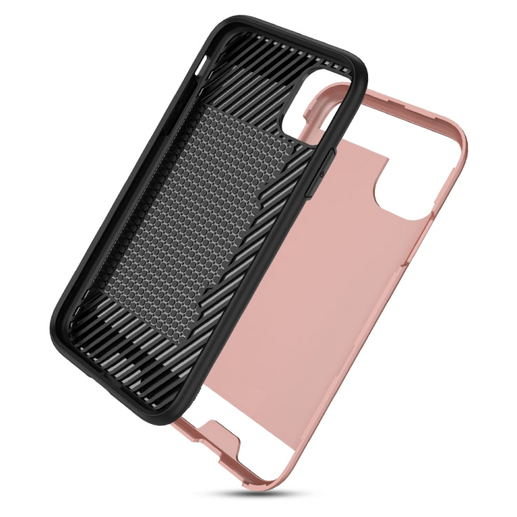 For iPhone 11 Pro Max Ultra-thin TPU+PC Brushed Texture Shockproof Protective Case with Card Slot