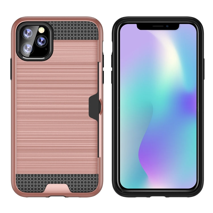 For iPhone 11 Pro Max Ultra-thin TPU+PC Brushed Texture Shockproof Protective Case with Card Slot