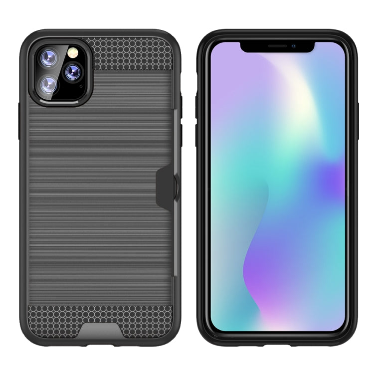 For iPhone 11 Pro Max Ultra-thin TPU+PC Brushed Texture Shockproof Protective Case with Card Slot