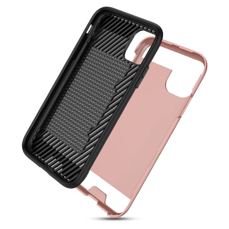 For iPhone 11 Ultra-thin TPU+PC Brushed Texture Shockproof Protective Case with Card Slot