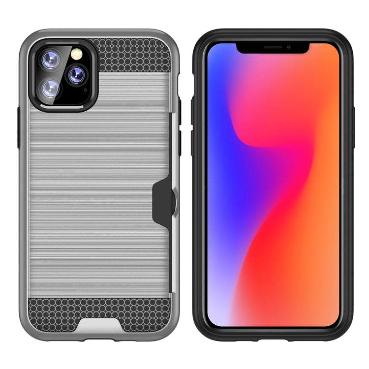 For iPhone 11 Pro Ultra-thin TPU+PC Brushed Texture Shockproof Protective Casewith Card Slot