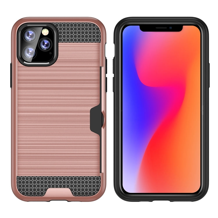 For iPhone 11 Pro Ultra-thin TPU+PC Brushed Texture Shockproof Protective Casewith Card Slot