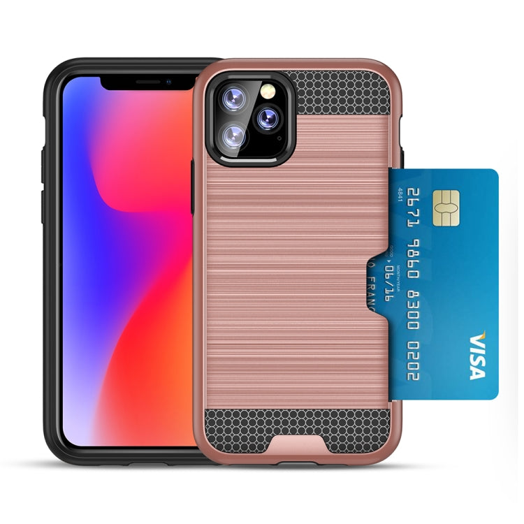 For iPhone 11 Pro Ultra-thin TPU+PC Brushed Texture Shockproof Protective Casewith Card Slot