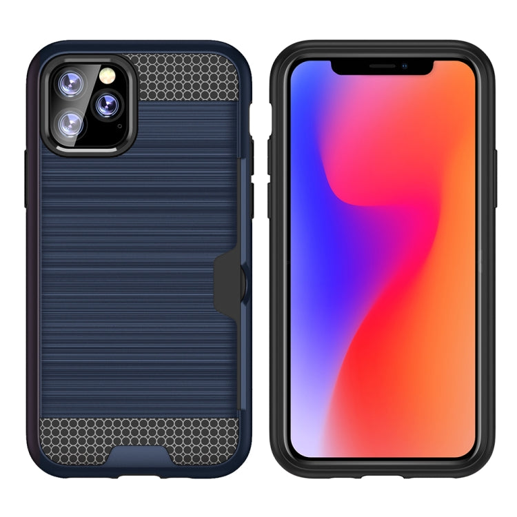 For iPhone 11 Pro Ultra-thin TPU+PC Brushed Texture Shockproof Protective Casewith Card Slot