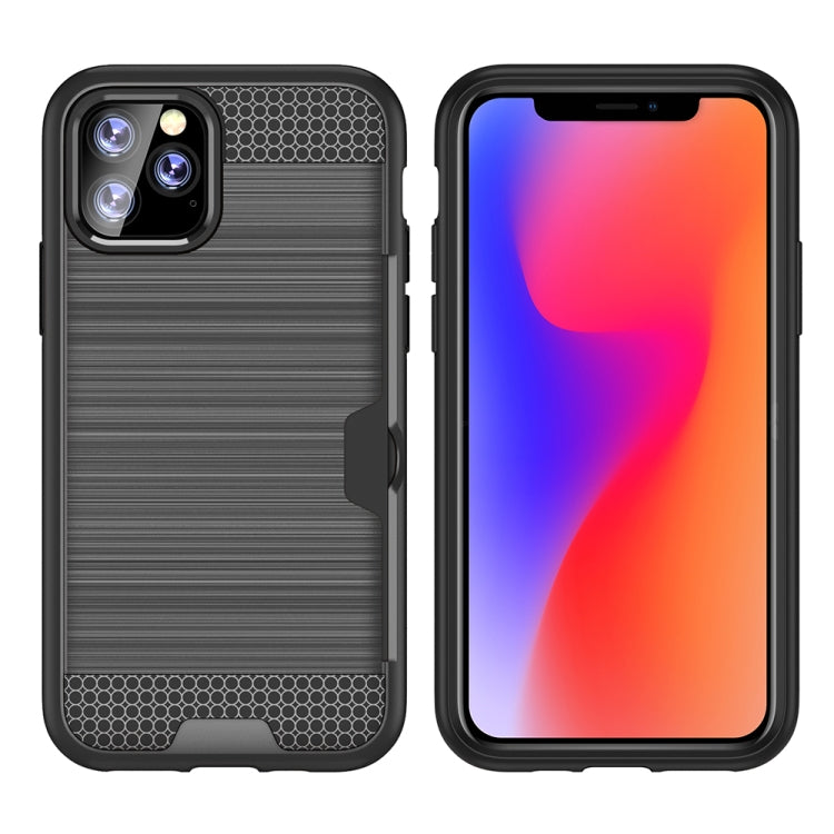 For iPhone 11 Pro Ultra-thin TPU+PC Brushed Texture Shockproof Protective Casewith Card Slot