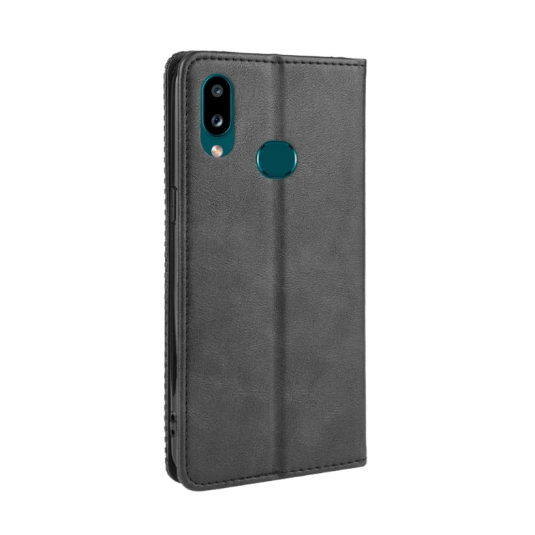 For Galaxy A10s Magnetic Buckle Retro Crazy Horse Texture Horizontal Flip Leather Case with Holder & Card Slots & Photo Frame