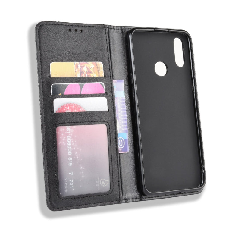 For Galaxy A10s Magnetic Buckle Retro Crazy Horse Texture Horizontal Flip Leather Case with Holder & Card Slots & Photo Frame