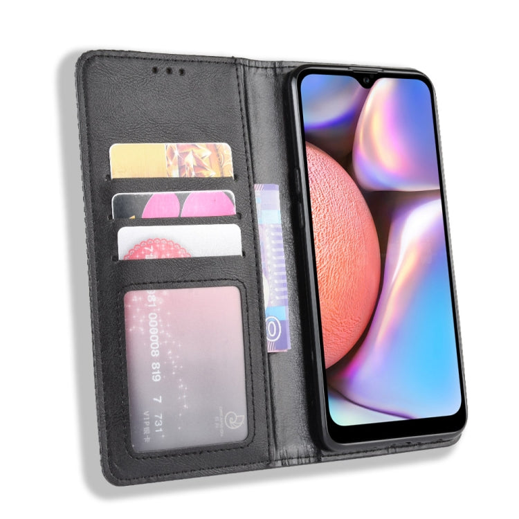 For Galaxy A10s Magnetic Buckle Retro Crazy Horse Texture Horizontal Flip Leather Case with Holder & Card Slots & Photo Frame