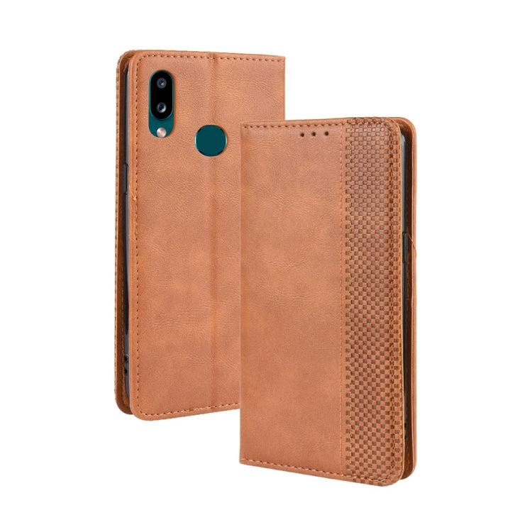 For Galaxy A10s Magnetic Buckle Retro Crazy Horse Texture Horizontal Flip Leather Case with Holder & Card Slots & Photo Frame