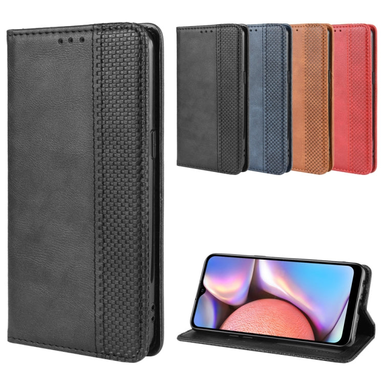 For Galaxy A10s Magnetic Buckle Retro Crazy Horse Texture Horizontal Flip Leather Case with Holder & Card Slots & Photo Frame