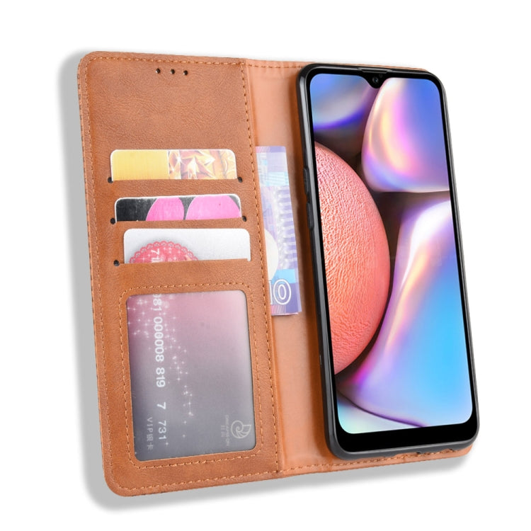 For Galaxy A10s Magnetic Buckle Retro Crazy Horse Texture Horizontal Flip Leather Case with Holder & Card Slots & Photo Frame