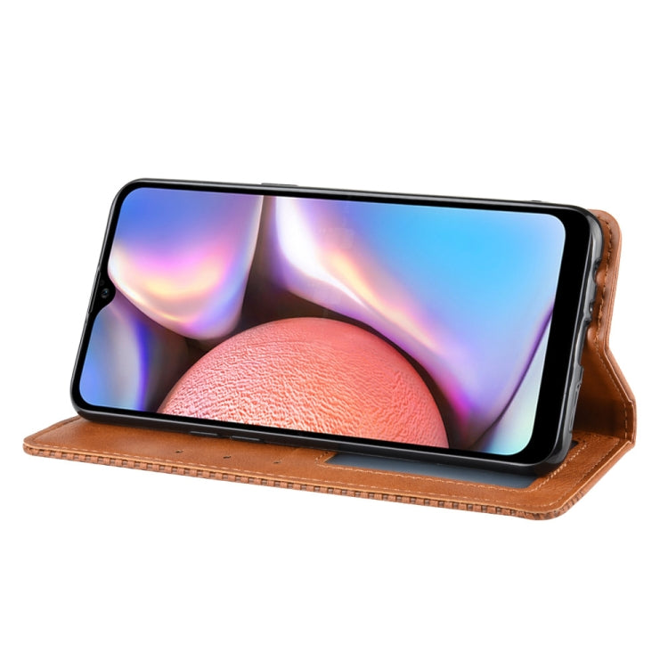 For Galaxy A10s Magnetic Buckle Retro Crazy Horse Texture Horizontal Flip Leather Case with Holder & Card Slots & Photo Frame