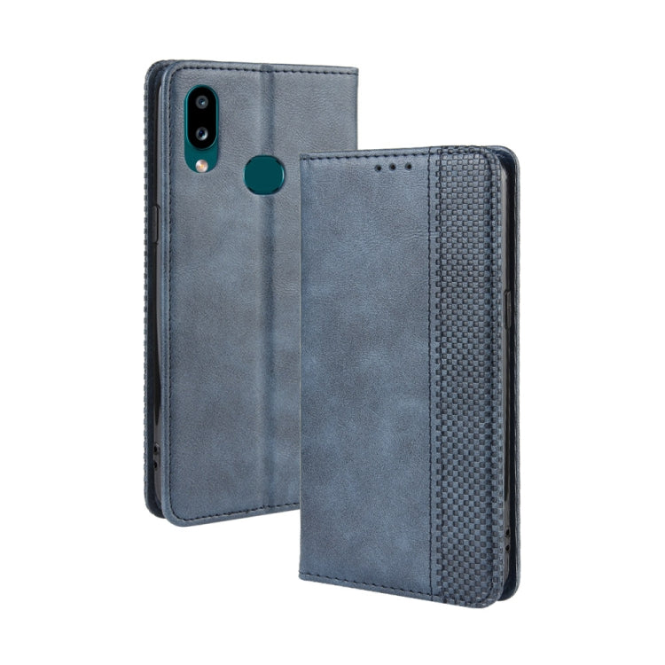 For Galaxy A10s Magnetic Buckle Retro Crazy Horse Texture Horizontal Flip Leather Case with Holder & Card Slots & Photo Frame