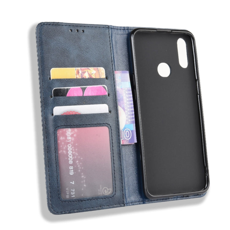 For Galaxy A10s Magnetic Buckle Retro Crazy Horse Texture Horizontal Flip Leather Case with Holder & Card Slots & Photo Frame