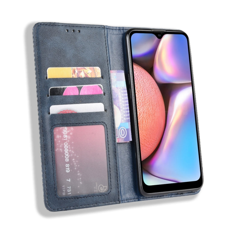 For Galaxy A10s Magnetic Buckle Retro Crazy Horse Texture Horizontal Flip Leather Case with Holder & Card Slots & Photo Frame