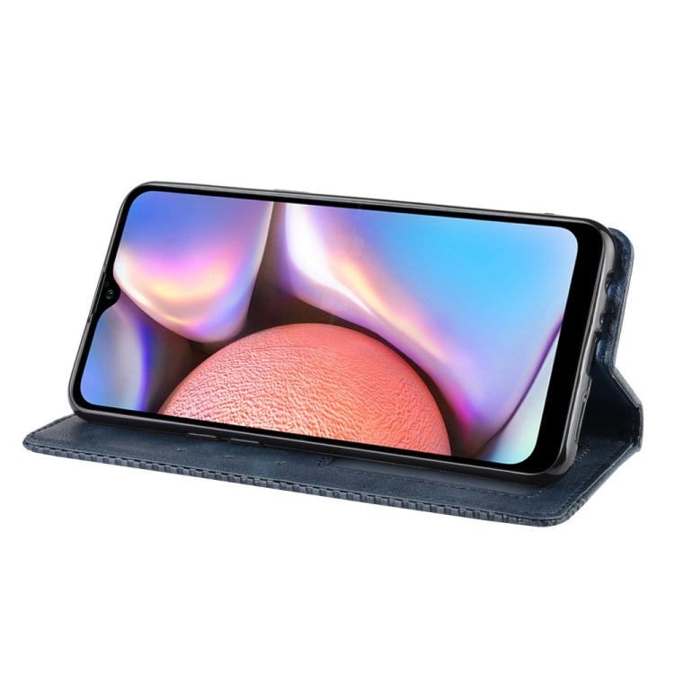 For Galaxy A10s Magnetic Buckle Retro Crazy Horse Texture Horizontal Flip Leather Case with Holder & Card Slots & Photo Frame