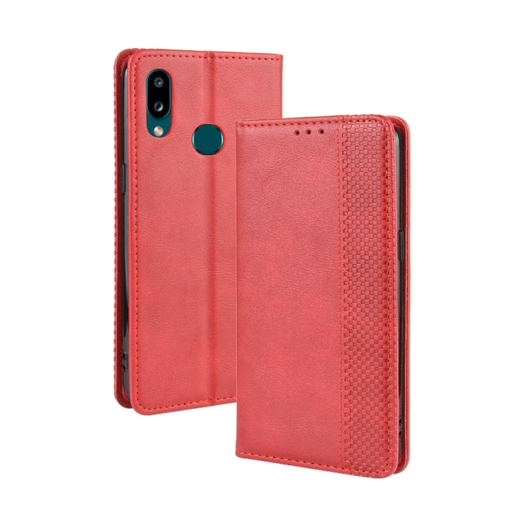 For Galaxy A10s Magnetic Buckle Retro Crazy Horse Texture Horizontal Flip Leather Case with Holder & Card Slots & Photo Frame