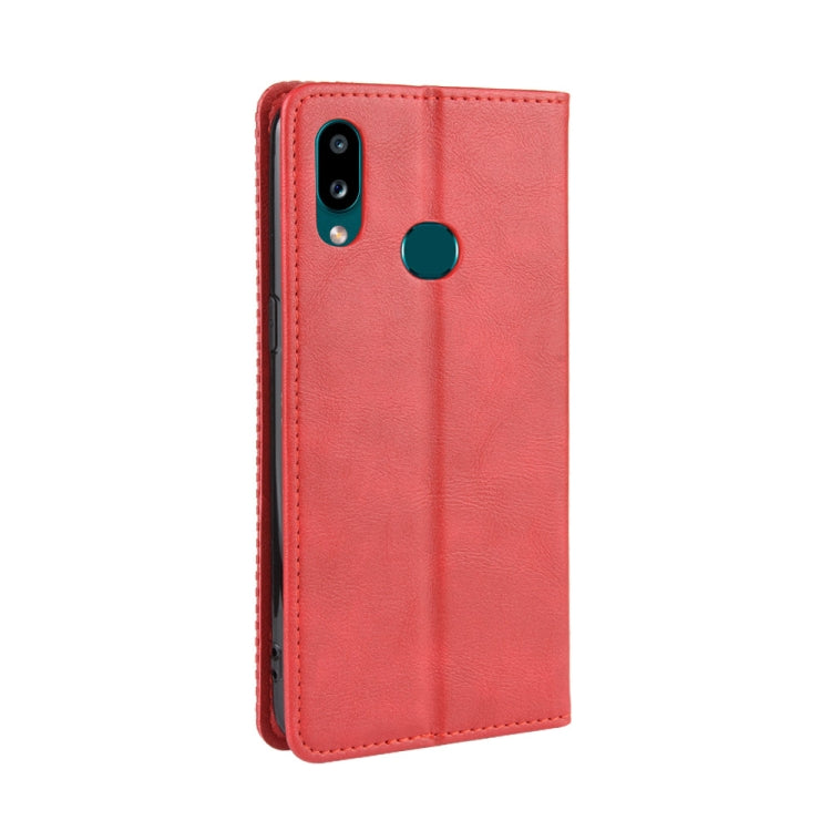 For Galaxy A10s Magnetic Buckle Retro Crazy Horse Texture Horizontal Flip Leather Case with Holder & Card Slots & Photo Frame