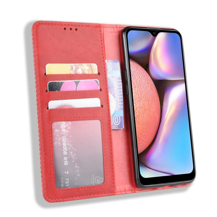 For Galaxy A10s Magnetic Buckle Retro Crazy Horse Texture Horizontal Flip Leather Case with Holder & Card Slots & Photo Frame