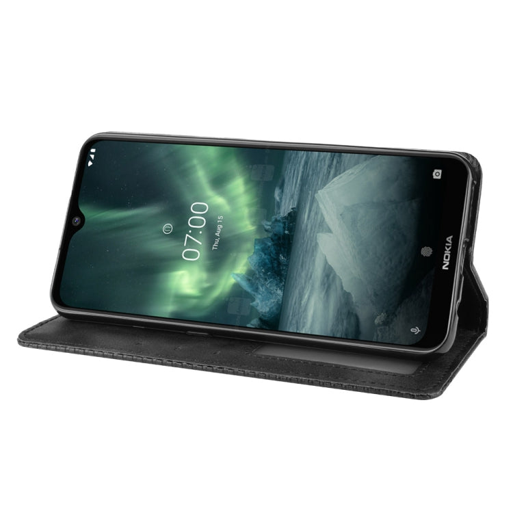 For Nokia 7.2 / Nokia 6.2 Magnetic Buckle Retro Crazy Horse Texture Horizontal Flip Leather Case , with Holder & Card Slots & Photo Frame