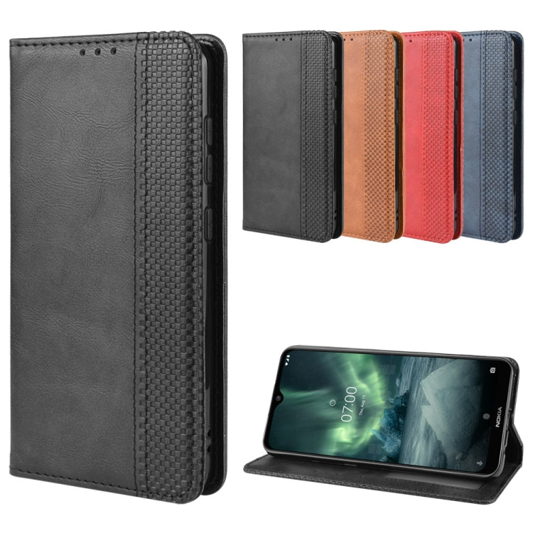 For Nokia 7.2 / Nokia 6.2 Magnetic Buckle Retro Crazy Horse Texture Horizontal Flip Leather Case , with Holder & Card Slots & Photo Frame