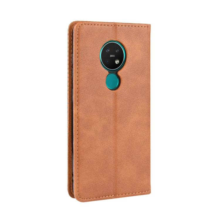 For Nokia 7.2 / Nokia 6.2 Magnetic Buckle Retro Crazy Horse Texture Horizontal Flip Leather Case , with Holder & Card Slots & Photo Frame