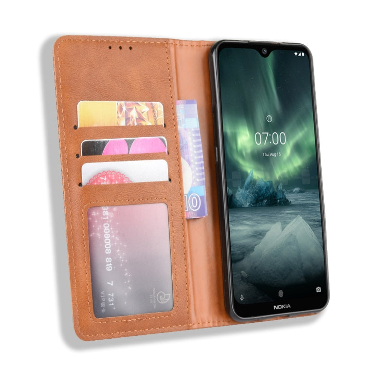 For Nokia 7.2 / Nokia 6.2 Magnetic Buckle Retro Crazy Horse Texture Horizontal Flip Leather Case , with Holder & Card Slots & Photo Frame